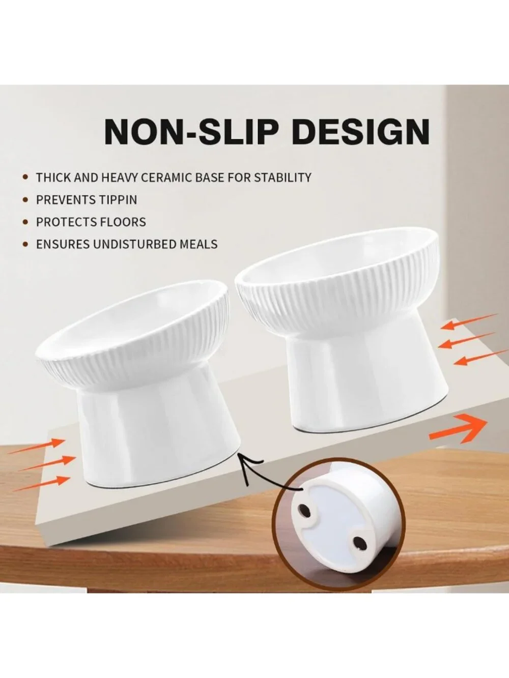Elevated Ceramic Cat Food & Water Bowls - Anti-Vomiting, Non-Slip, Whisker